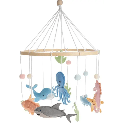 First Landings Ocean Creatures Baby Mobile for Crib - Baby Nursery Mobiles - Ocean Nursery Decor Theme - Gender Neutral Baby Stuff - Ocean Animals Nursery Decor Baby Mobile - Ocean Baby Stuff