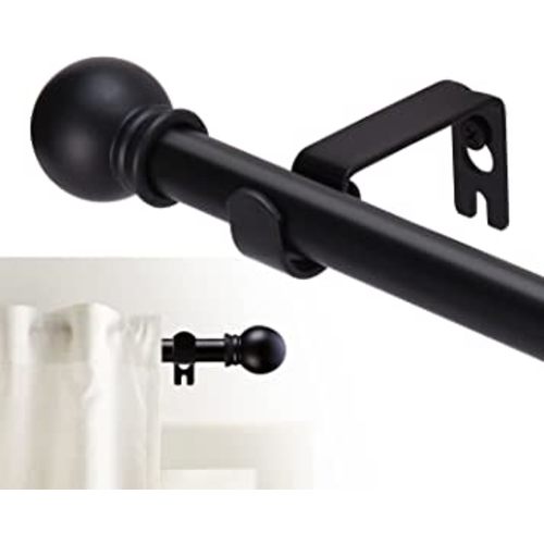 Curtain Rods for windows 32-62 inch, 5/8 inch Decorative Matte Black Splicing Heavy Duty Metal Curtain Rod set with Brackets