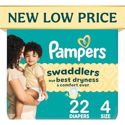 Pampers Swaddlers Diapers, Size 4 (15-34 lbs), 22 Count, Hypoallergenic, Absorbent, Keeps Baby Dry and Comfortable, Skin Safe Disposable Baby Diaper