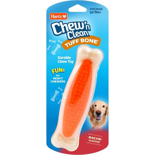 Hartz Chew 'n Clean Tuff Bone Bacon Scented Dental Dog Chew Toy - Large