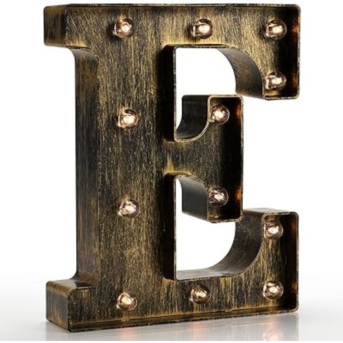 Pooqla Vintage Light Up Marquee Letters with Lights – Illuminated Industrial Style Lighted Alphabet Letter Signs - Coffee Bar Apartment Bedroom Wall Home Initials Decor A-Z