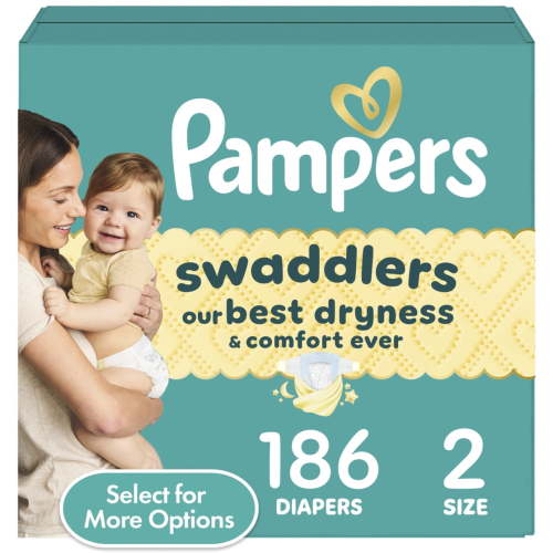 Pampers Swaddlers Baby Diapers Size 2, 186 Count (Select for More Options)