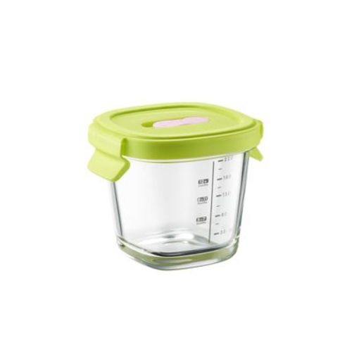 Bc Babycare Glass Food Container with Lid 7.4 oz Portable Lunch Box for Salads, Snacks & Leftovers Green