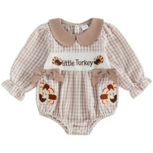 Baby Girl Christmas Romper Long Sleeve Bubble Bodysuit 0-18M