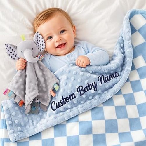 Personalized Baby Blanket and Baby Lovey with Any Name Baby Boy Essentials