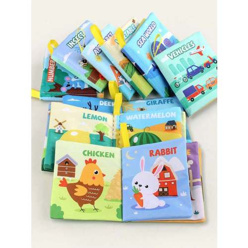 Baby Unbreakable Early Educational Teething Cloth Book With Animals, Vehicles And English Text, Cognitive Learning Toy | SHEIN USA