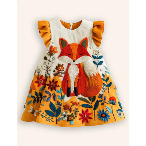 Fox Flower Appliqué Dress