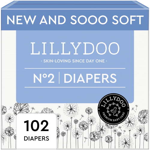 LILLYDOO Baby Diapers Skinfriendly Size 2 (9+ lbs), 102 Count (Select for More Options)