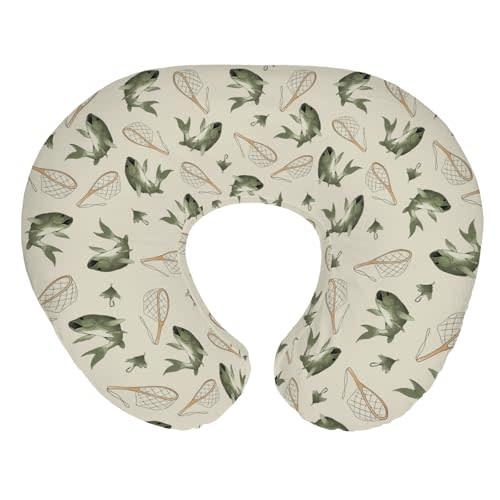 Gone Fishing Baby Nursing Pillow Covers for Boy Girl Vintage Bass Fishes Net Lake Nursery Pillowcase for Breastfeeding Pillows Fishing Lovers Gift Soft Stretchy Slipcovers for Newborn Infant