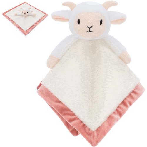 MorisMos Lamb Loveys for Babies 14" Baby Security Blanket Soft Snuggle Toy for Newborns Girls Boys, Lamb Stuffed Animal Security Blanket