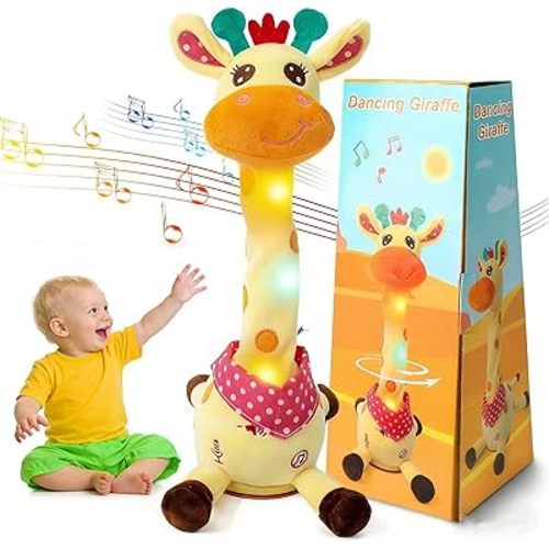 Dancing Talking Giraffe Baby Toy, Interactive Easter Plush Toy Giraffe Tummy Time Toy, Repeats What You Say, 10 Children’s Songs Adjustable Volume Easter Gift for Toddlers 3-18 Months 1-3 Years Old