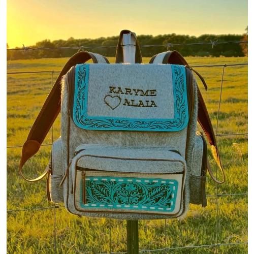 Personalized Cowhide Backpack | Custom Branded Travel Backpack | Diaper Bag Backpack | Cowhide Travel Bag | Back to School Backpack | Gift