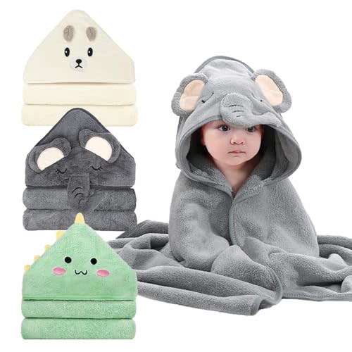 ROXANEPIG 3 Pack Hooded Baby Towels - Premium Ultra Soft Organic Baby Bath Towel – Absorbent and Hypoallergenic Towels for Baby Boy Girl, Toddler, Newborn Essentials