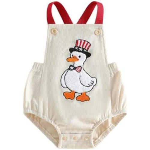 4th Of July Baby Boy Girl Outfit Porch Goose Bubble Romper Cake Smash Onesie Corduroy Bodysuit Summer Clothes