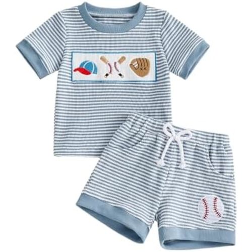 Baby Boy Summer Outfit Striped T-shirt Short Set Toddler Boy Summer Clothes 6 12 18 Months 2 3 4 5 T