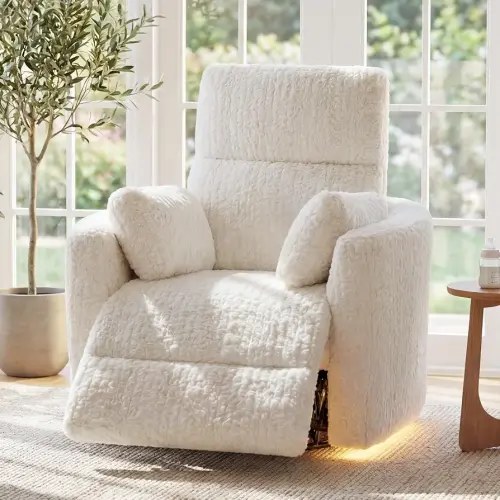 Power Swivel Rocker Recliner, Large Nursery Glider, USB A&C, Beige