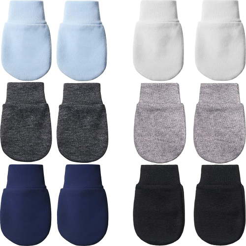 Newborn Baby Mittens 6 Pairs, Anti Scratch Cotton Gloves for Boys and Girls 0-6 Months