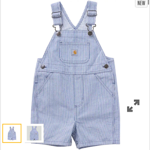 Kids' Loose Fit Twill Stripe Shortall (Baby/Toddler) | Baby Boy Overalls | Carhartt