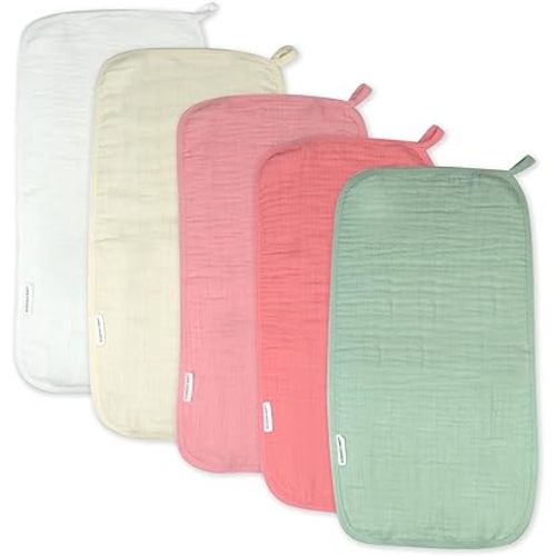 HonestBaby Multipack Woven Burp Cloths Soft Absorbent Multi-layered 100% Organic Cotton Infant Baby Boys, Girls, Unisex, Strawberry Cream, One Size