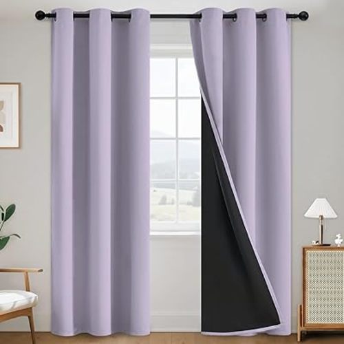SimpleHome Lilac 100% Blackout Curtains Room Darkening Living Room 84 Inch