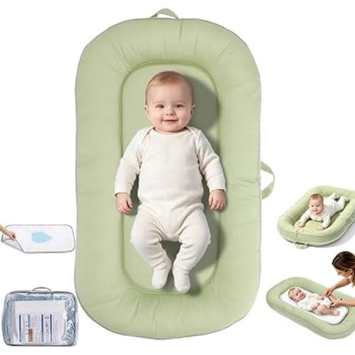 Baby Lounger 0-24 Months,Organic Cotton Nest with Diaper Pad