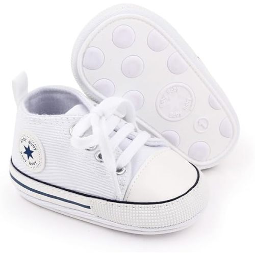 Unisex Baby Girls Boys Canvas High-top Shoes, Newborn Infant Anti-Slip Soft Sole Frist Walking Breathable Sneakers