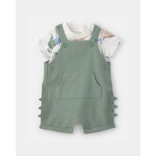 Baby Boy 2-Piece Dinosaur Short-Sleeve Overall Set - Green | Carter's