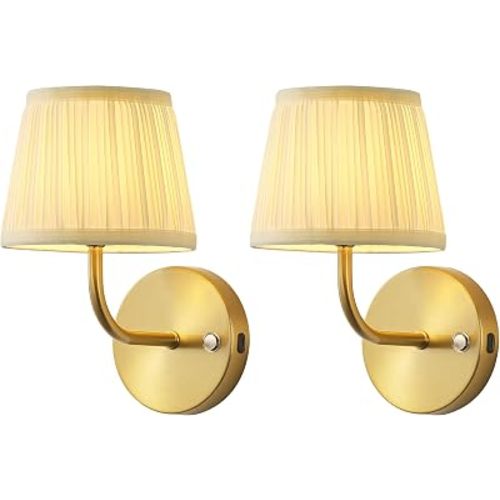 Cordless Gold H9.6 inch Small Wall Sconces Set of 2, LED Wall Lamp