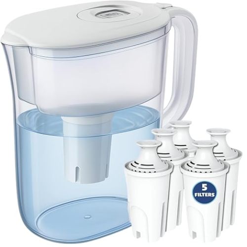 10-Cup Water Filter Pitcher with 5 Replacements, Electronic Change Reminder