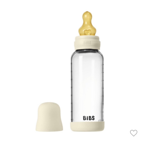 BIBS Glass Baby Bottle 8oz Silicone 2-Pack Ivory | Medium Flow – Bibsworld store US