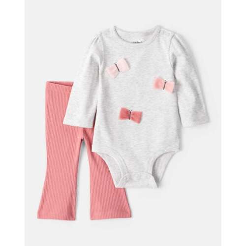 Baby Girl 2-Piece Butterfly Long-Sleeve Bodysuit & Pant Set - Grey - Carter's | Carter's