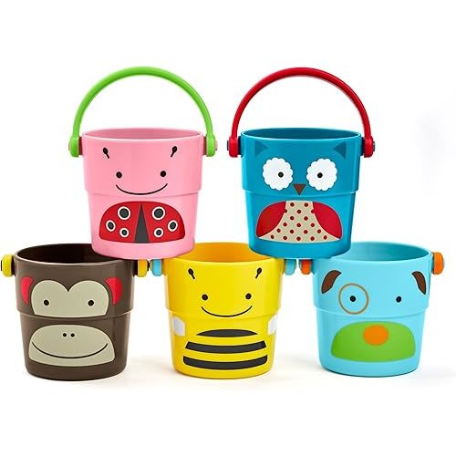 Skip Hop Baby Bath Toy, Zoo Stack & Pour Buckets