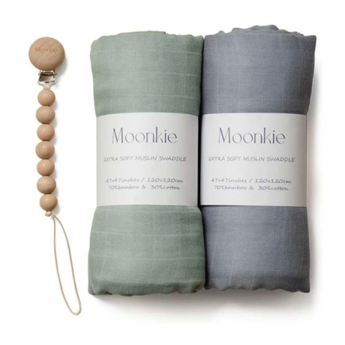Newborn Swaddle Blanket (Light Sea Green/Tradewinds) | Moonkie