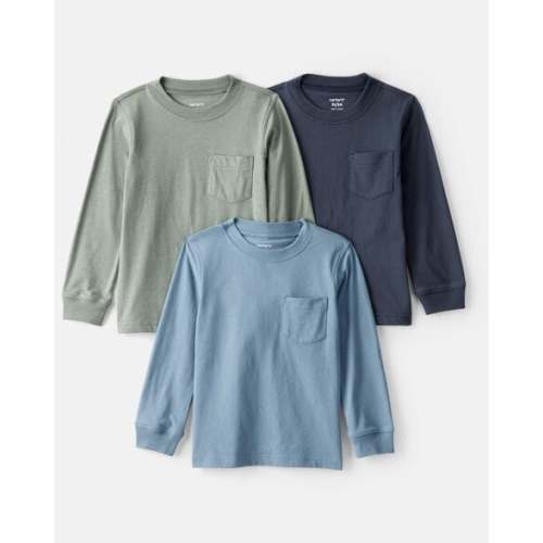 Toddler Boy 3-Pack Long-Sleeve T-Shirts - Blue/Green - Carter's | Carter's