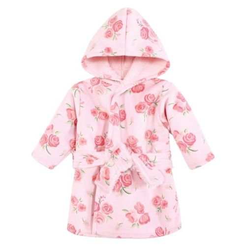 Hudson Baby Infant Girl Mink with Faux Fur Lining Pool and Beach Robe Cover-ups, Blush Rose, 0-6 Months