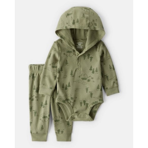 Baby Boy 2-Piece Mountain Thermal Bodysuit & Pant Set - Green | Carter's