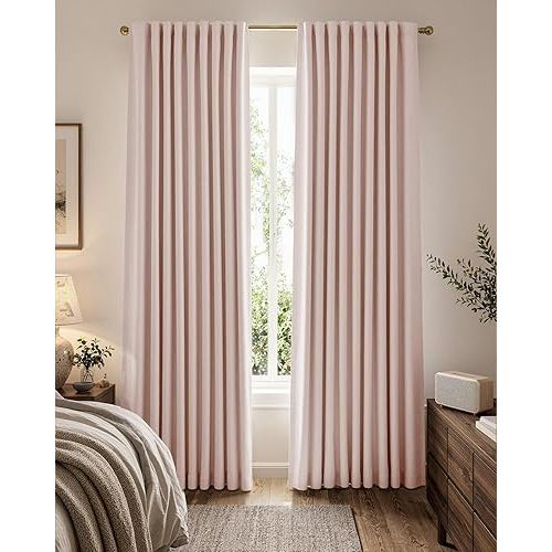 jinchan Pink Blackout Curtains for Girls Bedroom 84 Inches Long Chenille Nursery Curtains for Living Room 2 Panels Thermal Insulated Full Blackout Drapes Farmhouse Noise Reducing Window Curtain Panels