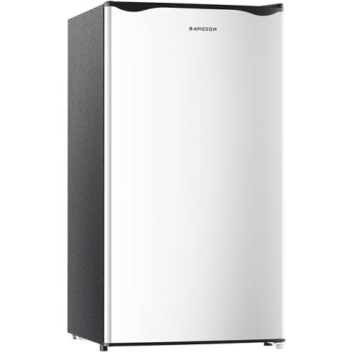BANGSON Mini Fridge with Freezer, 3.2Cu.Ft, Single Door Small Refrigerator, Energy-Efficient, Low Noise, Mini fridge for Bedroom Dorm and Office, Silver