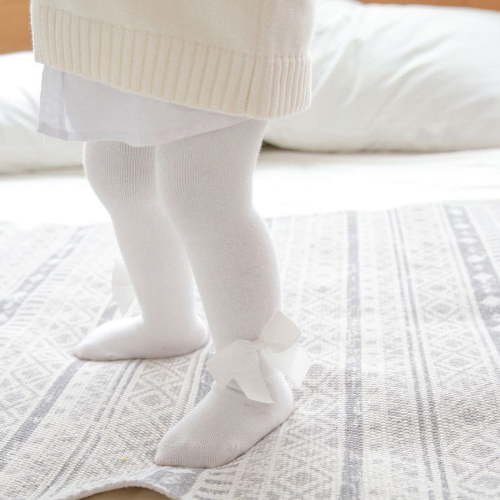FAIWAD Newborn Baby Girls Tights Infant Toddler Stretchy Knit Stockings with Bowknot Soft Breathable Footed Pantyhose