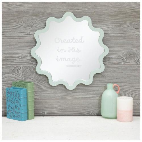 Green Genesis 1:27 Wavy Wall Mirror