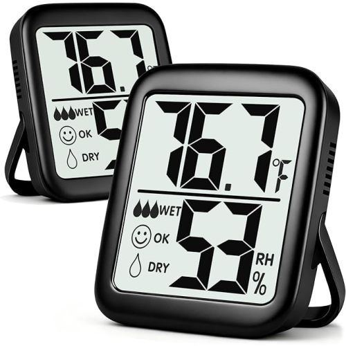 Antonki 2 Pack Room Thermometer for Home, Hygrometer Indoor Humidity Meter Gauge, Digital Temperature and Humidity Monitor Sensor for House, Terrarium, Incubator, Greenhouse - Battery Included