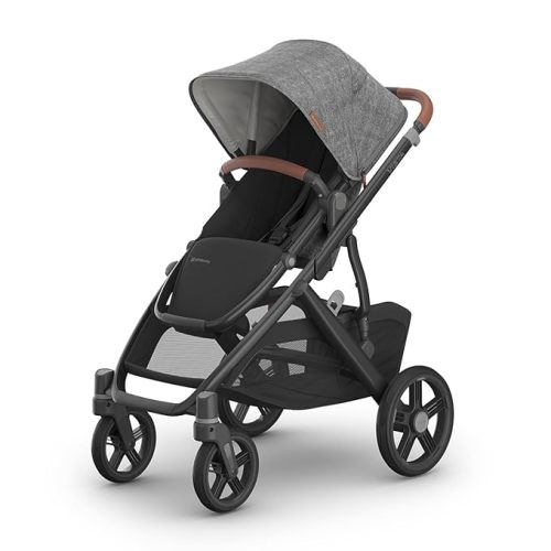 UPPAbaby Vista V3 Convertible Single-to-Double Stroller for Baby & Toddler, 30+ Configurations, Travel System Compatible, All-Wheel Suspension, XL Basket – Greyson (Charcoal Mélange/Carbon Frame)