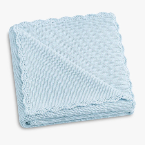 Cotton Knit Baby Blanket - Blue