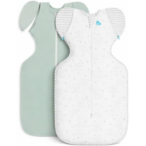 Love to Dream Transition Lite Duo Bundle | Swaddle UP Transition Bag 0.2 TOG | Zip-Off Wings Arms Up | Medium 13–19 lbs | You are My Grey & Olive