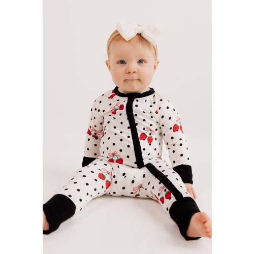 Strawberry Polka Dot Zipper Romper