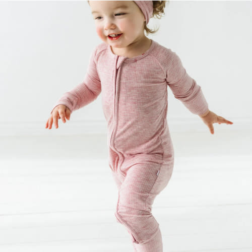 Heather Mauve Ribbed Zippy - Little Sleepies