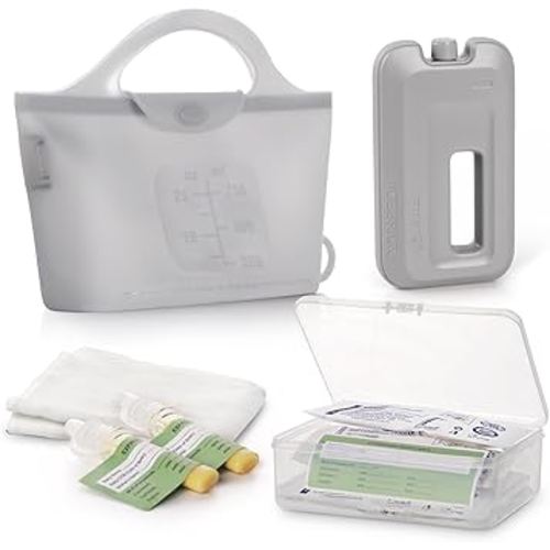 haakaa Colostrum Feeding Essentials Pack - Colostrum Collector Kit +Silicone Microwave Steam Sterilizer Bag 750ml + Reusable Ice Packs for Cooler