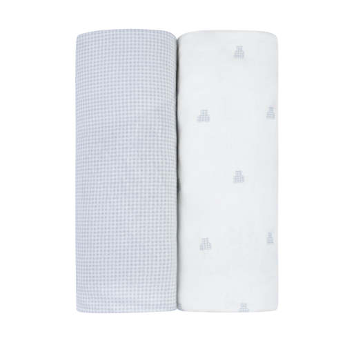 Crib Sheets – Blue - Gingham Bear Collection – Ely's & Co.