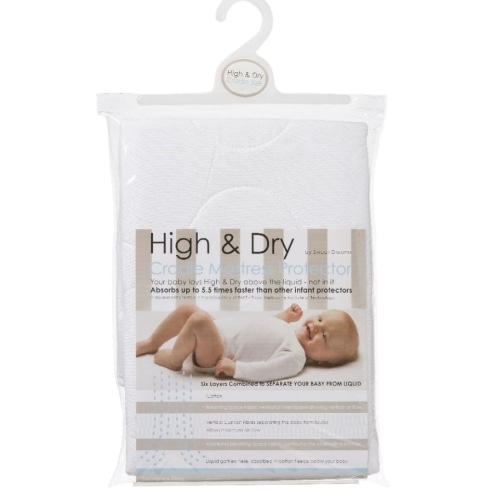 Sweet Dreams High & Dry Cradle Mattress Protector - White | C Stuart Brands