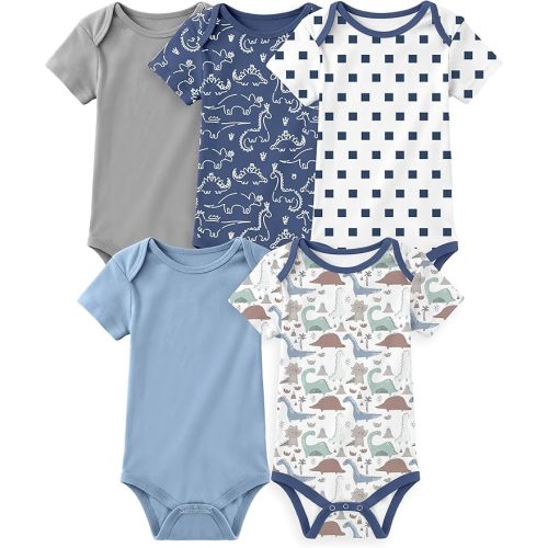 Yoofoss Baby Bodysuits 100% Organic Cotton Baby Short Sleeve Baby Boys Girls Clothes Soft Newborn Infant Romper,5 Pack